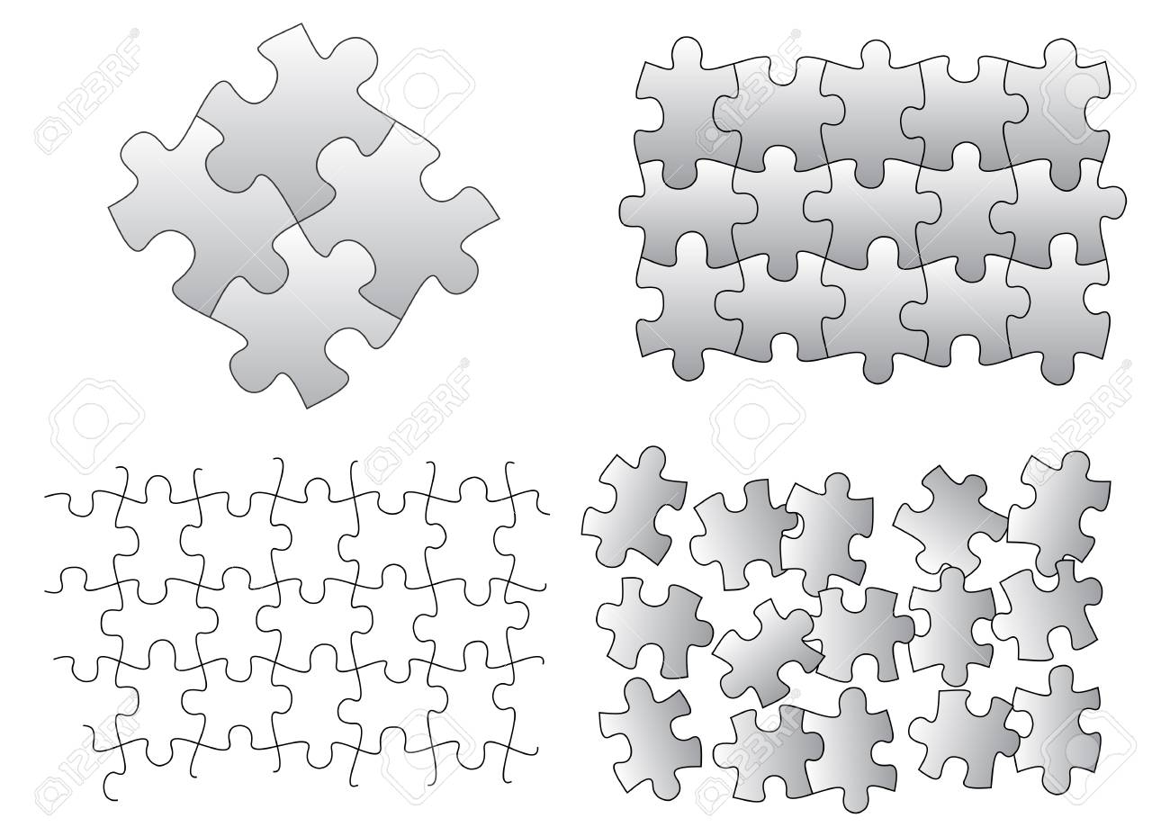 灰色のパズルのピースのイラスト セットのイラスト素材 ベクタ Image