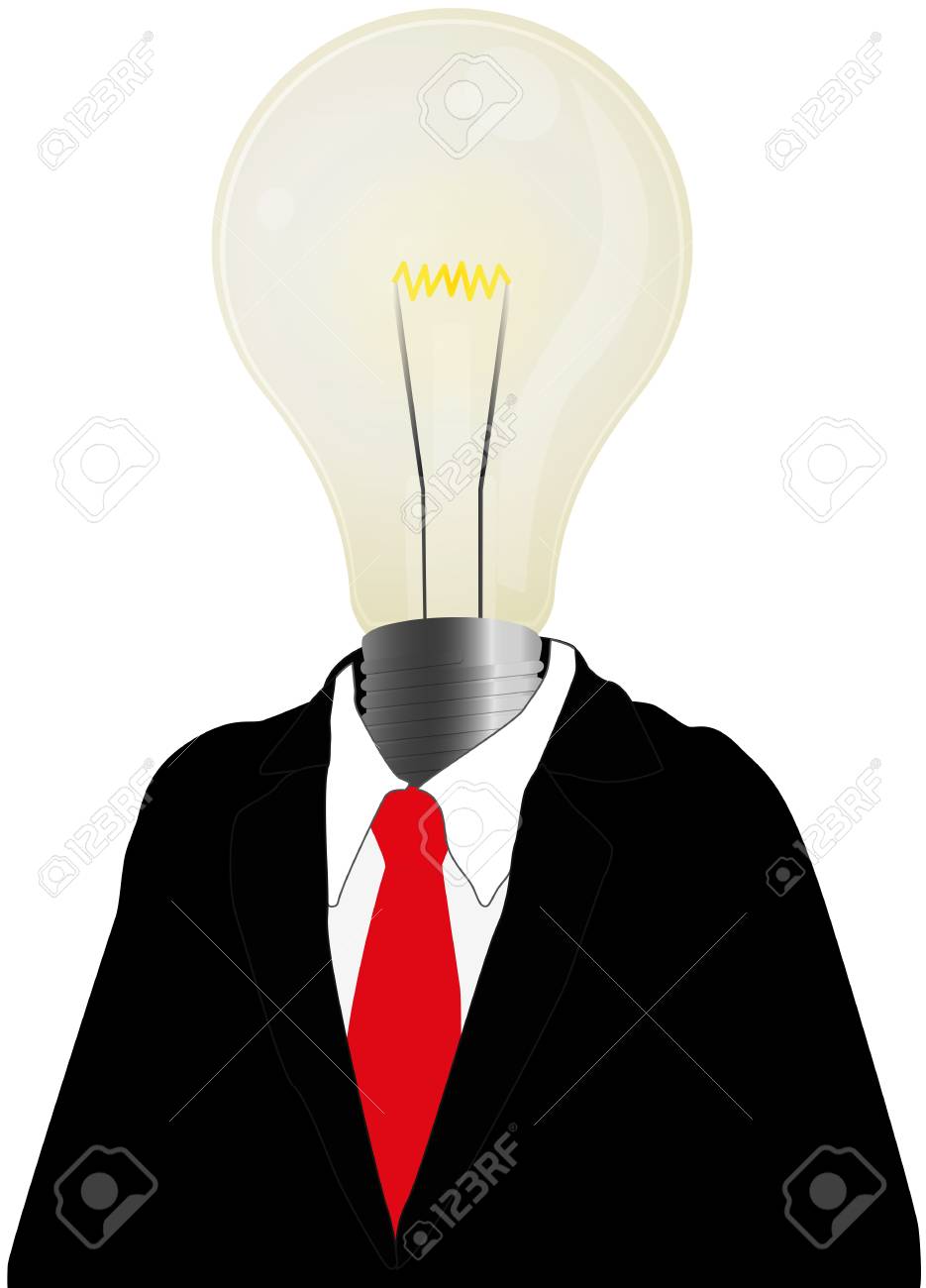 赤いネクタイと Bulblamp のビジネスの男性のイラストのイラスト素材 ベクタ Image