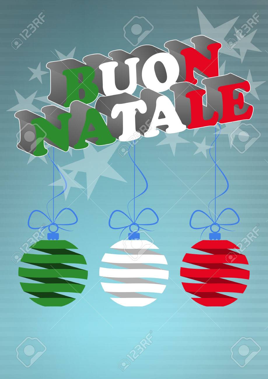 Illustration De Boules De Noel Avec Joyeux Noel En Langue Italienne Clip Art Libres De Droits Vecteurs Et Illustration Image