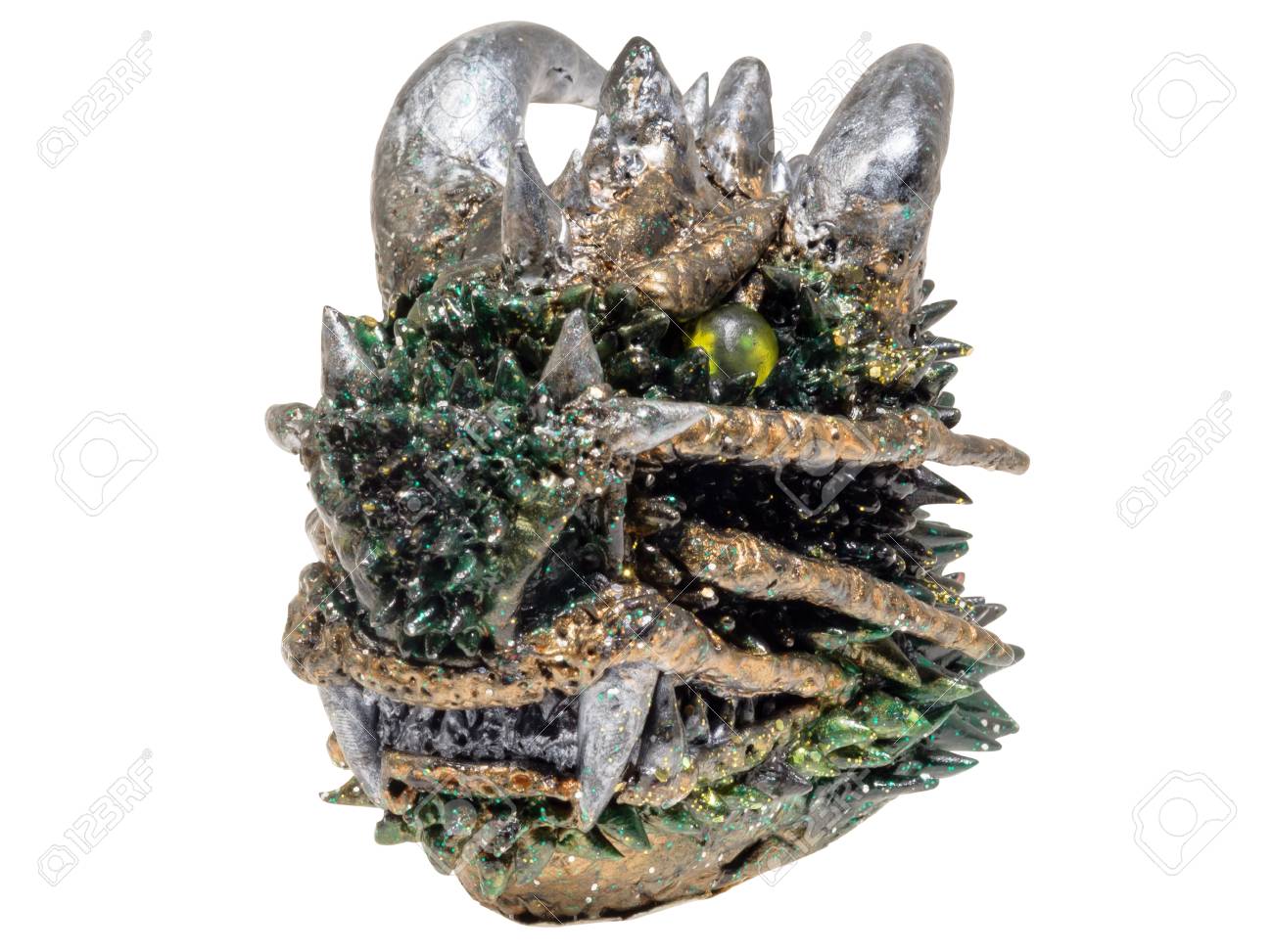 dragon head on white background resin craft and clay craft stock