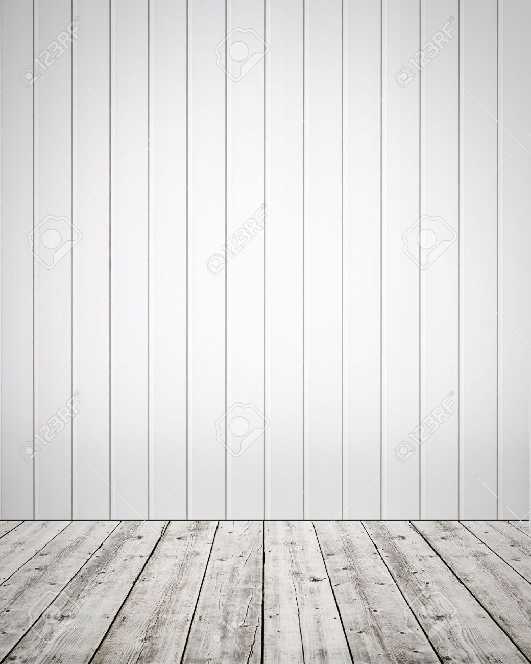 White Plastic Wall With Wooden Floor Background Stock Photo White Plastic Wall With Wooden Floor Background Stock Photo