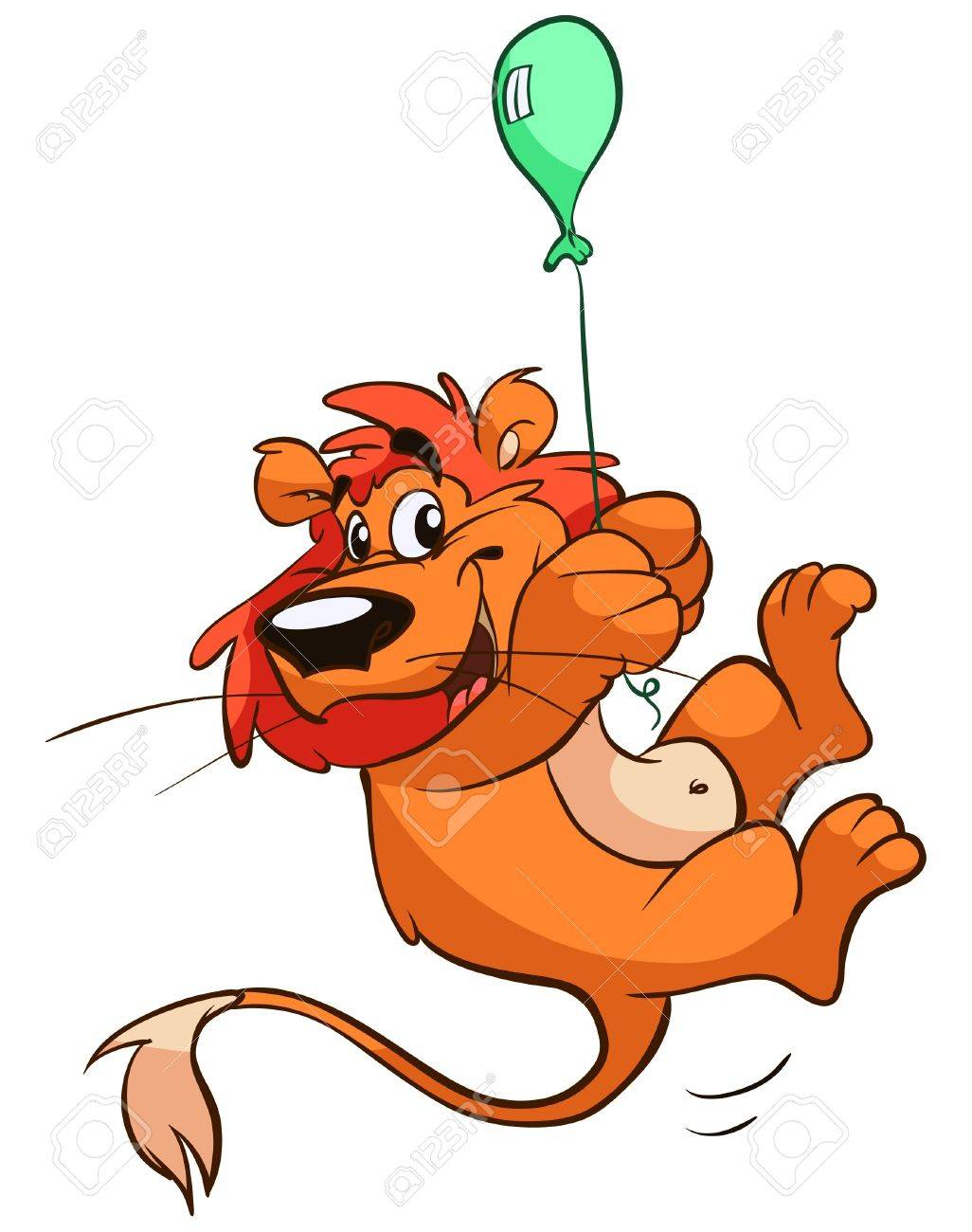 かわいいライオンの小さなバルーンに掛かっています のイラスト素材 ベクタ Image