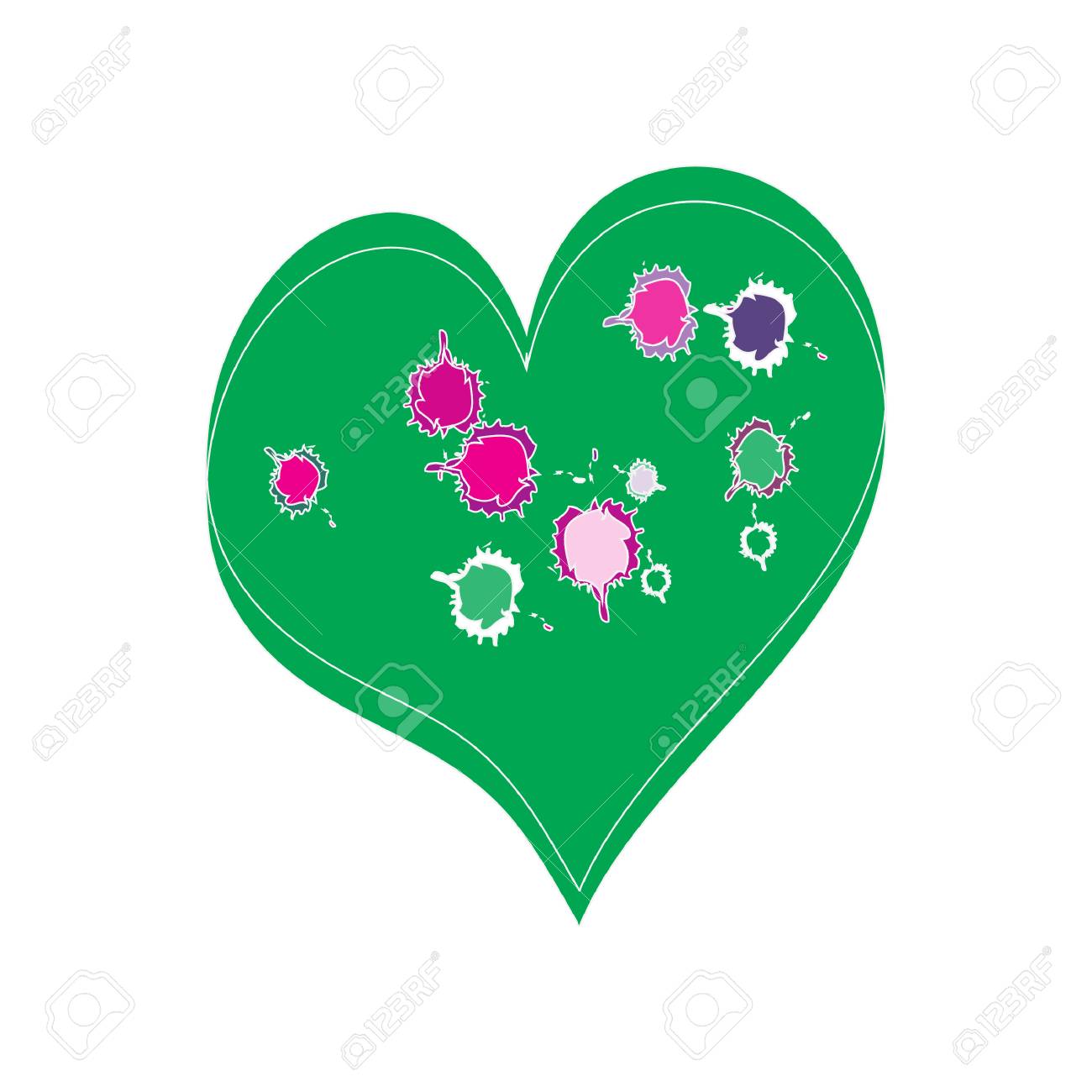 stained colorful green heart