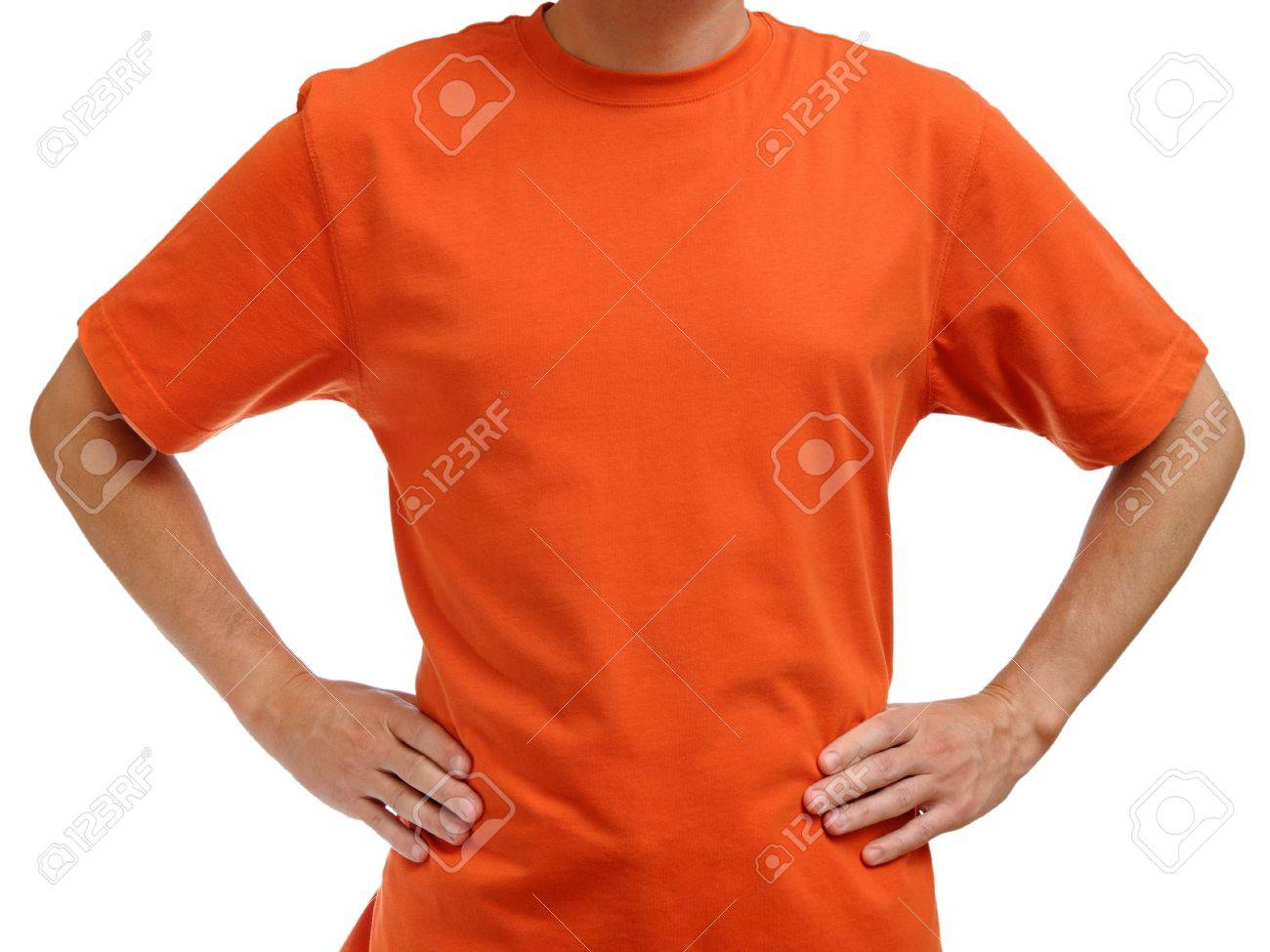 Orange t-shirt on young man isolated on white background - 10479224 Orange t-shirt on young man isolated on white background - 10479224