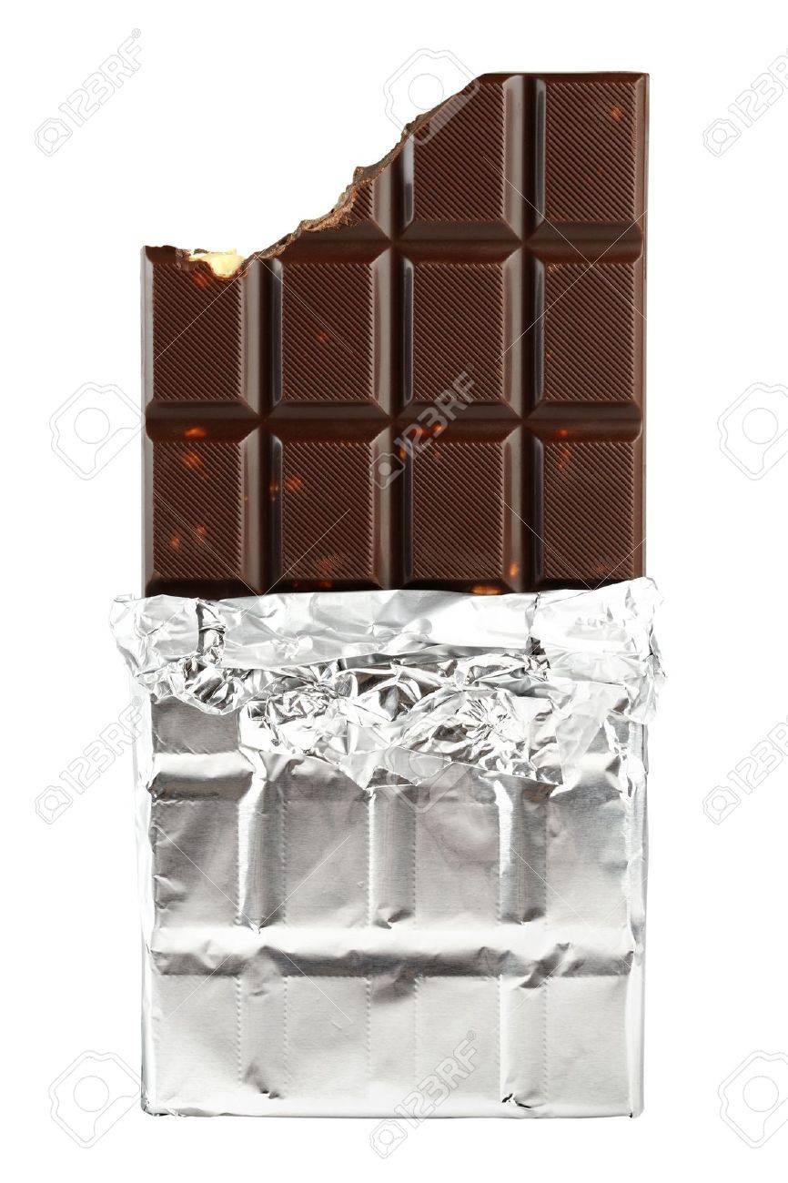 Chocolate bar in foil isolated on white background - 13160714 Chocolate bar in foil isolated on white background - 13160714