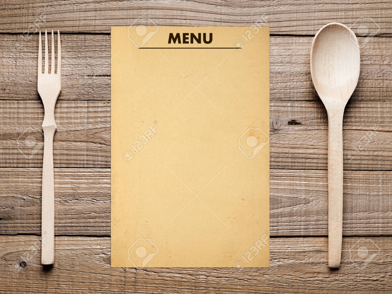 blank menu fork and