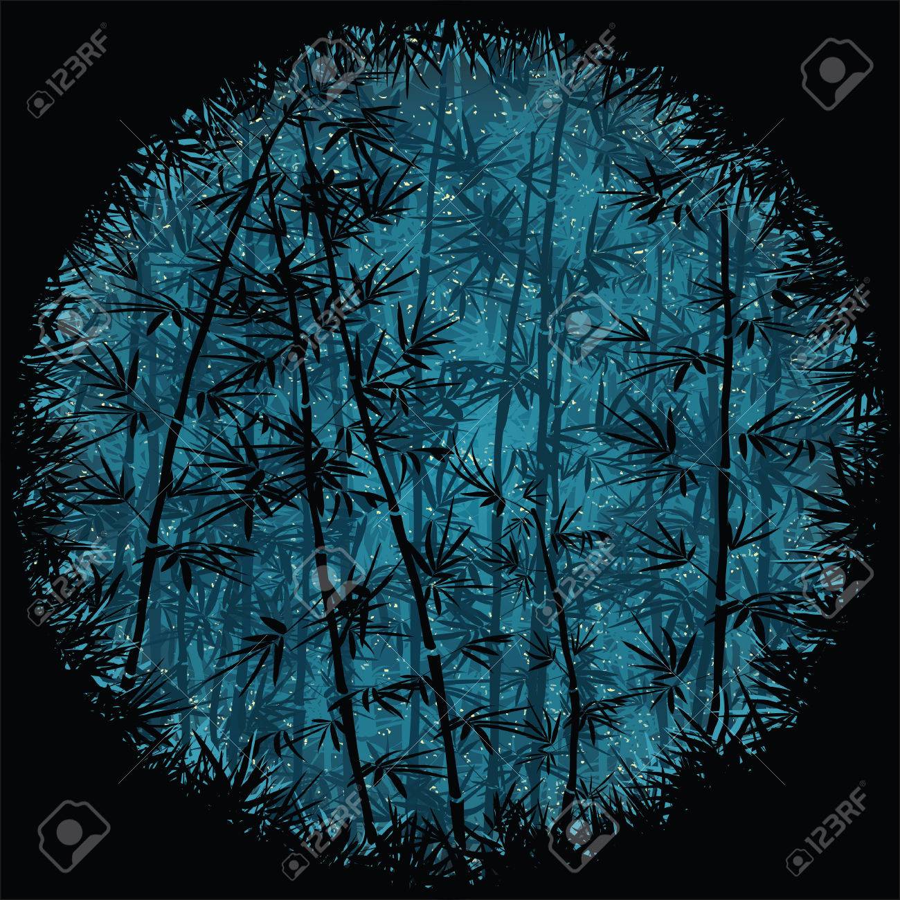 竹の森の背景夜 のイラスト素材 ベクタ Image