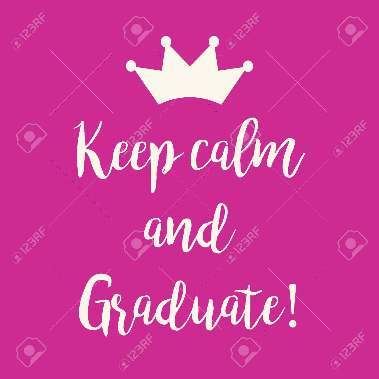 cute pink keep calm and graduate greeting card with a crown royalty