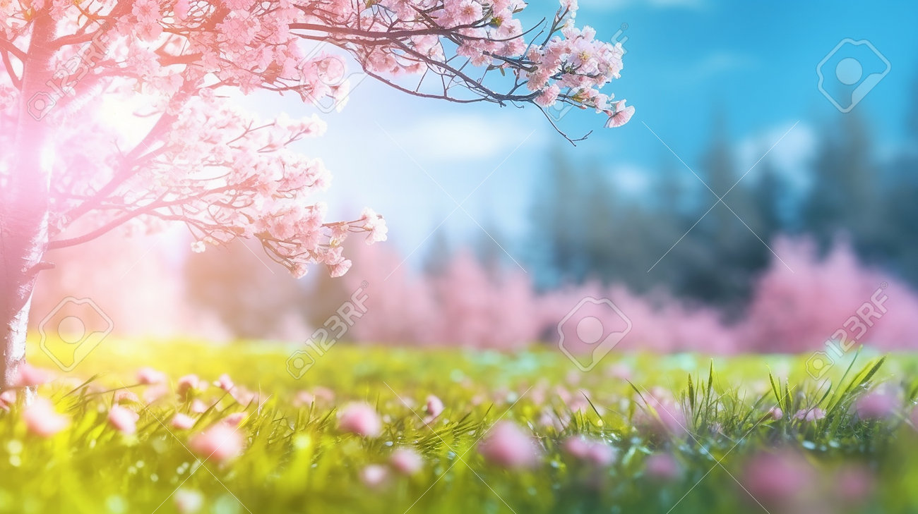 Cherry Blossoms In Spring Time With Beautiful Bokeh Background Stock Photo,  Picture and Royalty Free Image. Image 214321183., image size:1300x729