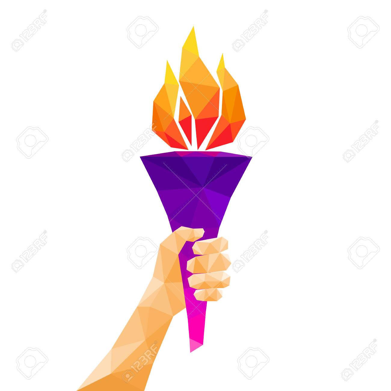 Hand Holding Torch Low Poly Abstract Geometric Design Royalty Free Cliparts Vectors And Stock Illustration Image 63548515