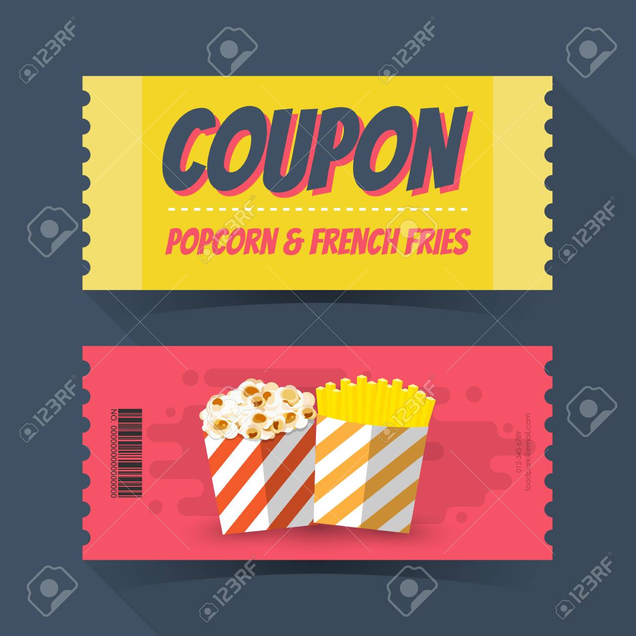 coupon popcorn and french fries ticket card element template free popcorn template