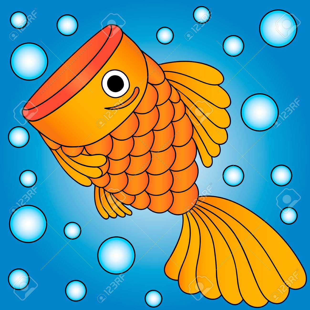 Illustrateur De Poissons Dor Dans Leau Bulle Dessin Animé