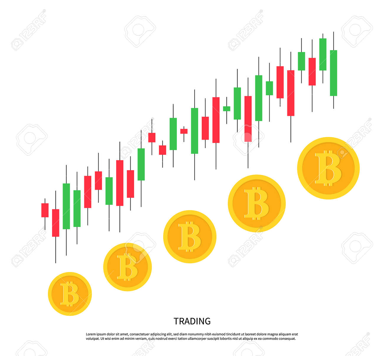 녹색 및 빨간색 촛대 벡터를 사용하여 수익 가격 및 시장 코인의 무역 분석을 위한 거래 증가 및 성장 비트코인 캔들 차트의 암호화 통화  투자 그래프 로열티 무료 사진, 그림, 이미지 그리고 스톡포토그래피.