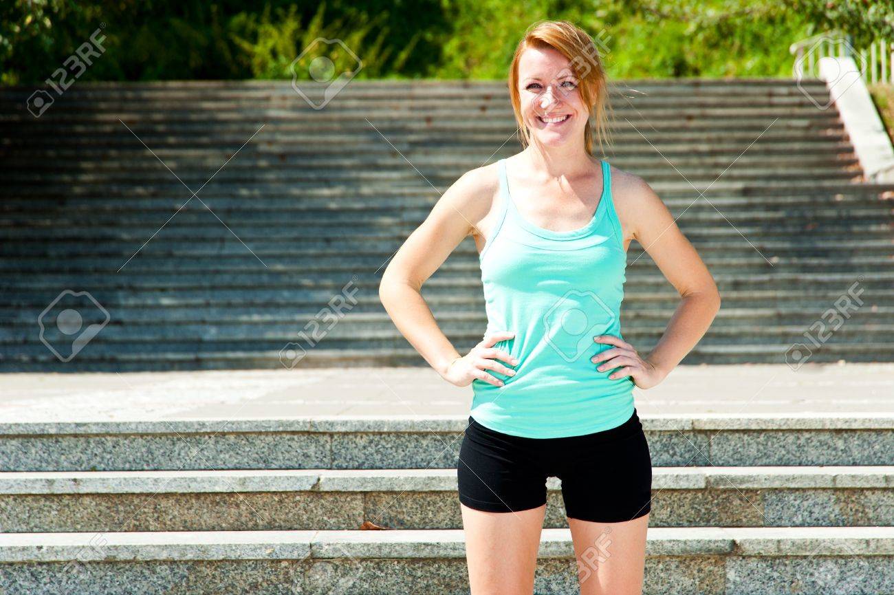 woman running barefoot