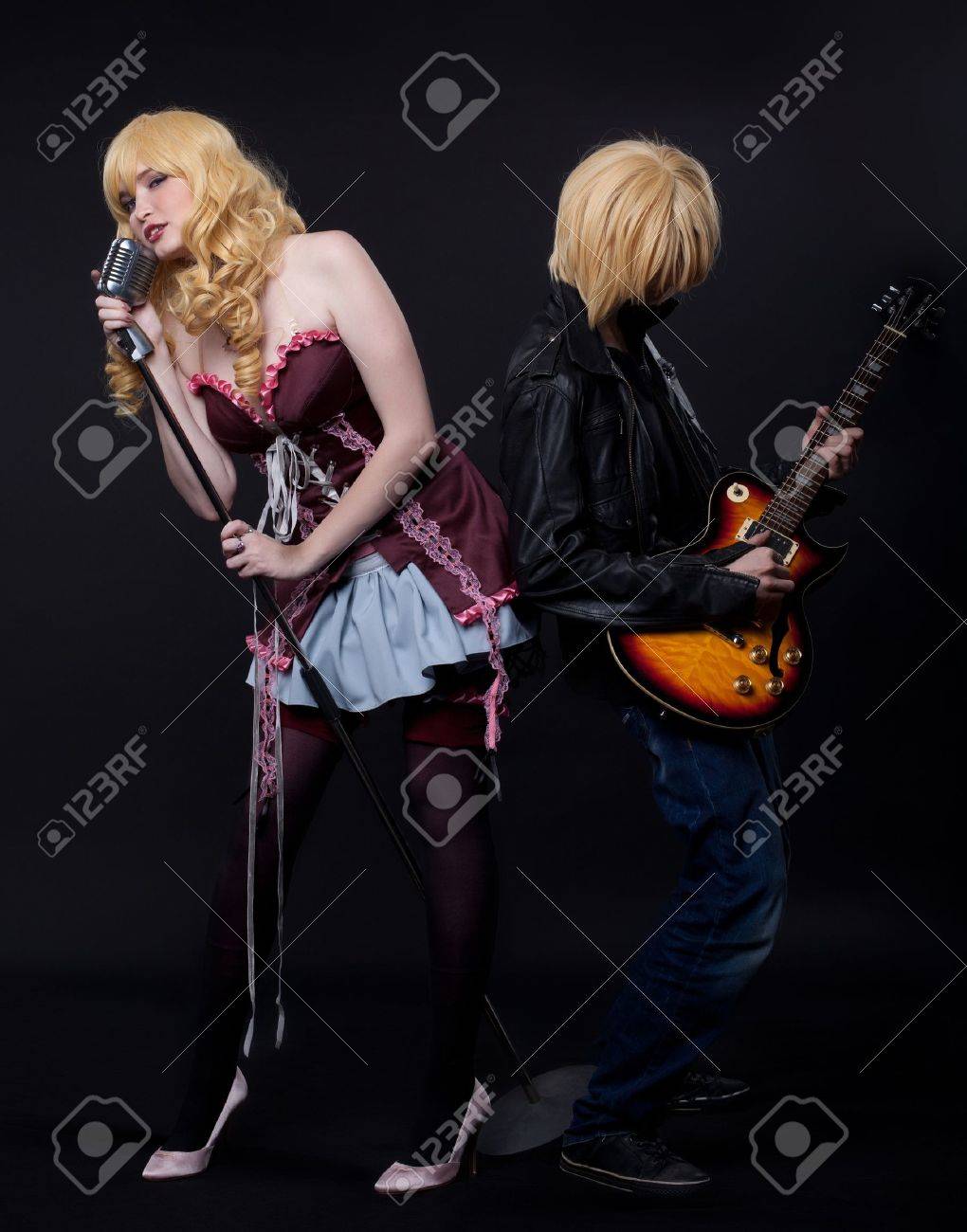 Couple Of Musician Anime Cosplay Character Young Stock Photo