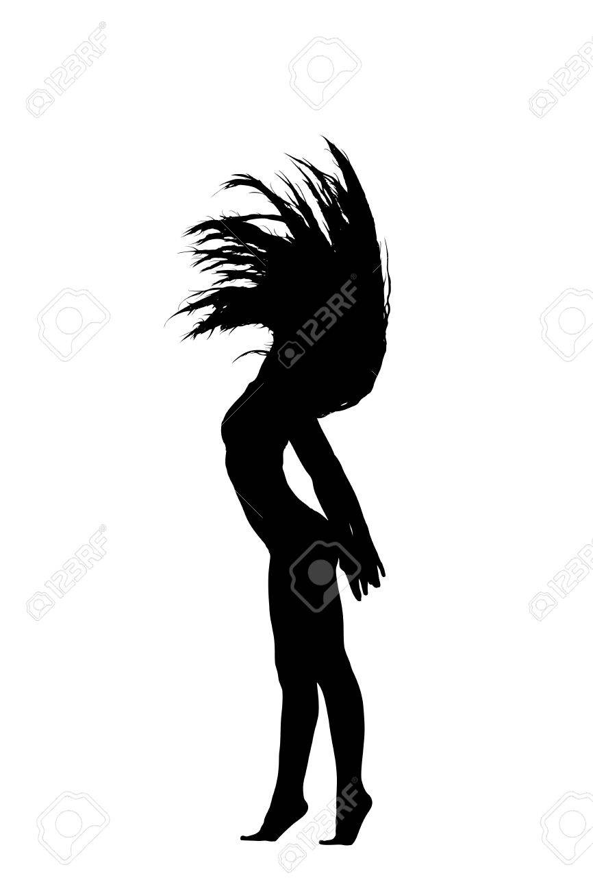 女性ダンスで分離されたランジェリー シルエットでは長い髪をゴーゴー のイラスト素材 ベクタ Image