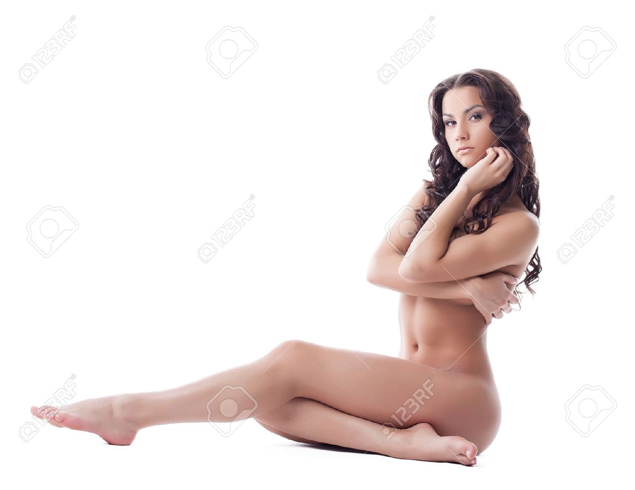 白で隔離される美ヌード ブルネットの女性座る の写真素材 画像素材 Image 白で隔離される美ヌード ブルネットの女性座る の写真素材 画像素材 Image