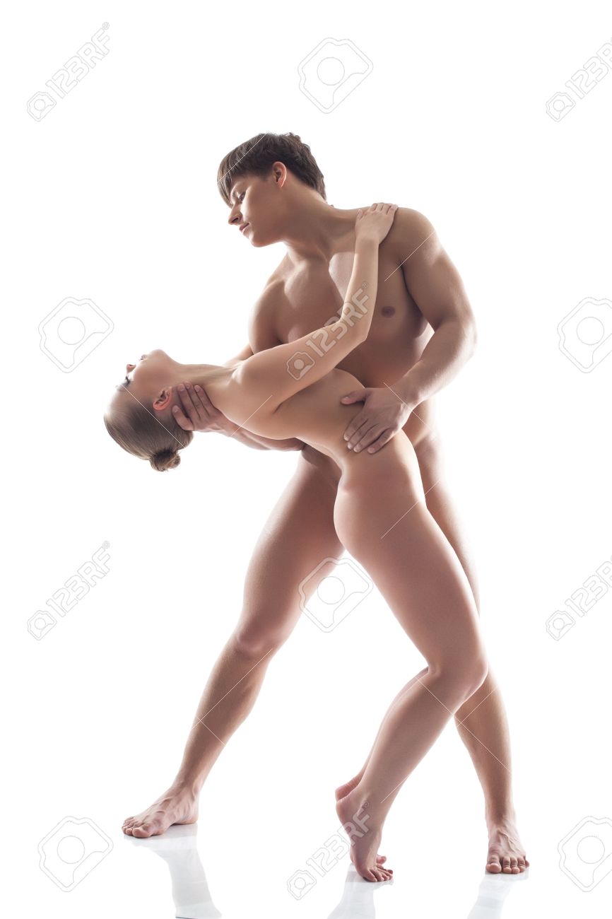 スタジオは 白で隔離のヌードポーズ感情的な愛好家 の写真素材 画像素材 Image