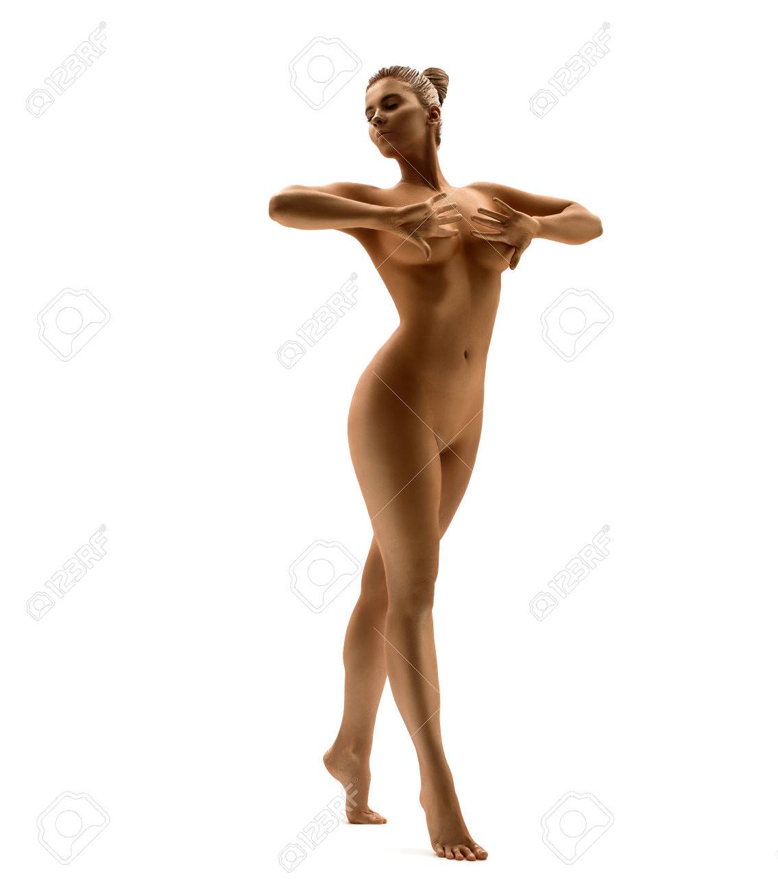 Mujer Con Piel De Oro Desnuda Artística Retrato De Estudio Fotos, retratos,  imágenes y fotografía de archivo libres de derecho. Image 74262039