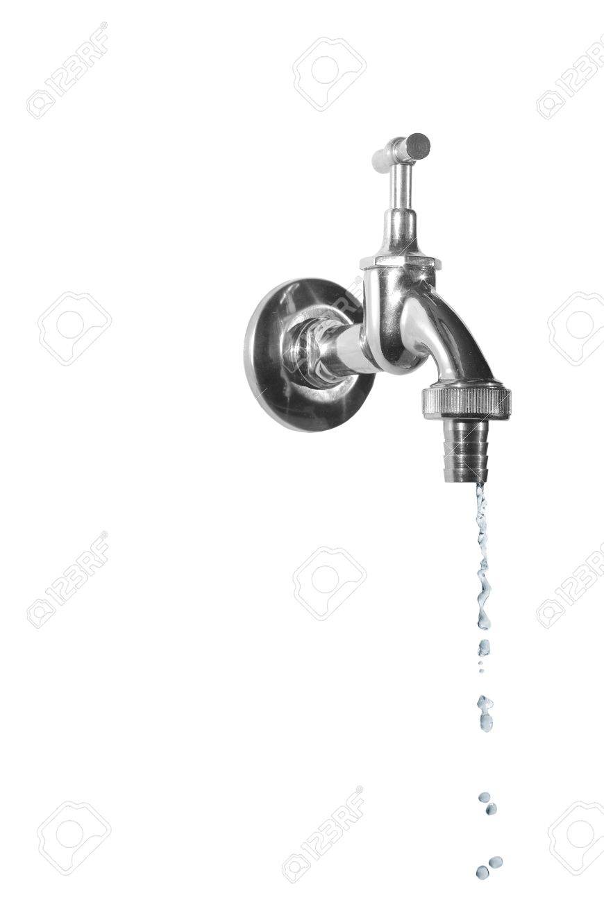dripping metal tap on white background - 7490066 dripping metal tap on white background - 7490066