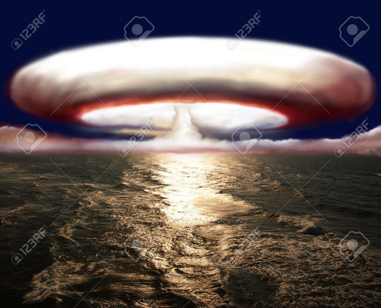 explosion of nuclear bomb over sea - 8273901 explosion of nuclear bomb over sea - 8273901