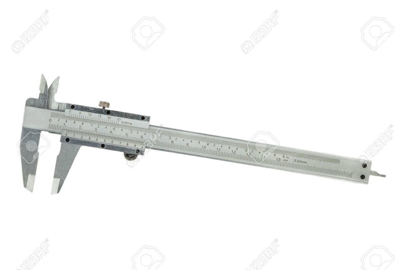 白い背景の上の金属製のノギス の写真素材・画像素材. Image 34159014.