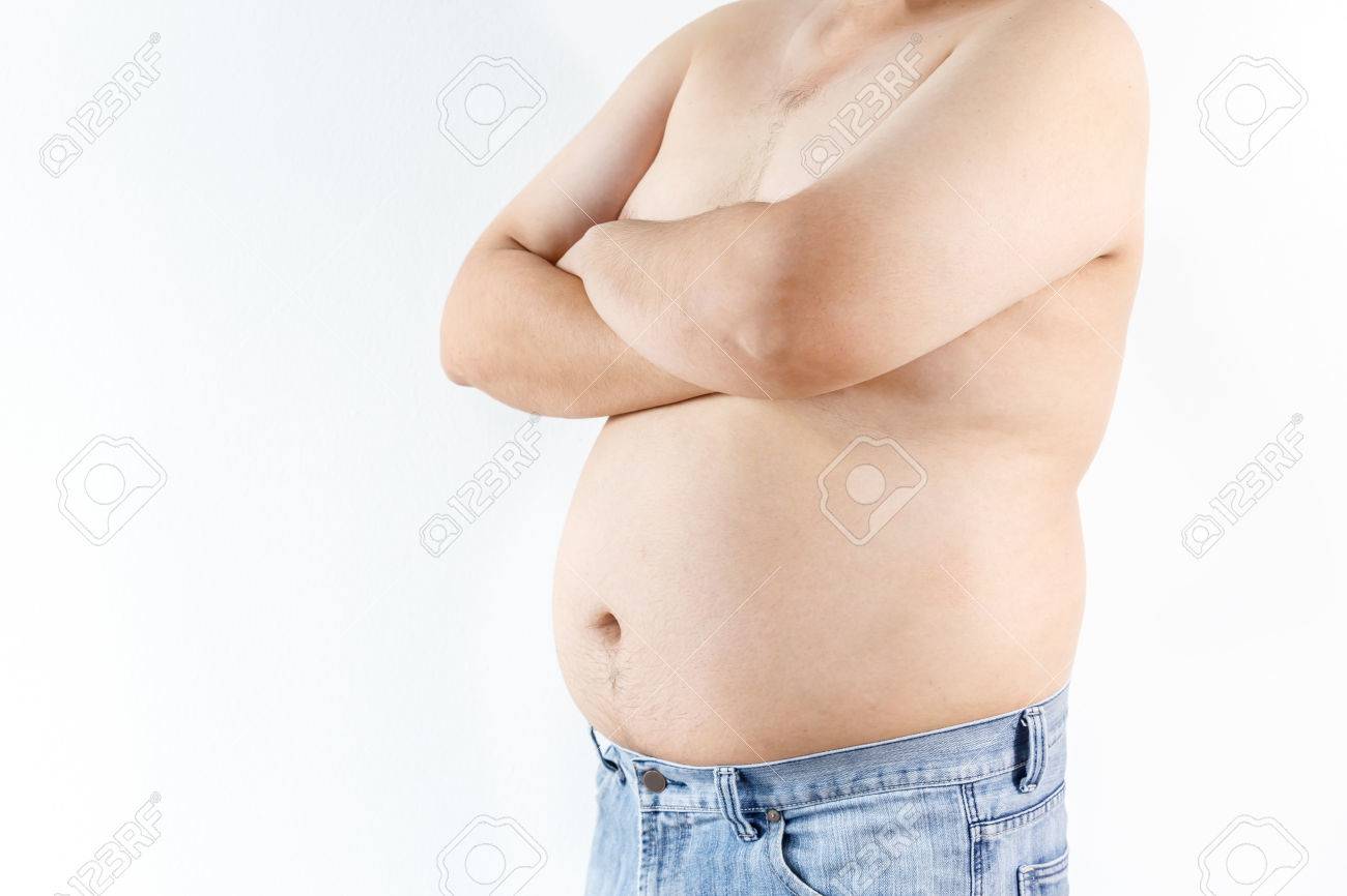 白い背景の上のデブ男 の写真素材 画像素材 Image