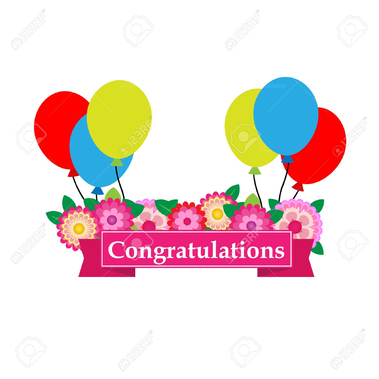 congratulations sign has flower and balloons vector royalty free