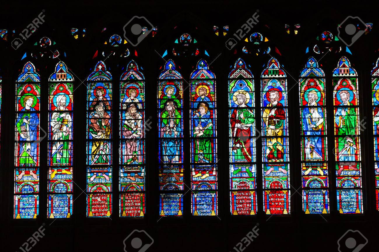 Stained Glass Windows Inside The Notre Dame Cathedral Unesco Stock Photo Picture And Royalty Free Image Image