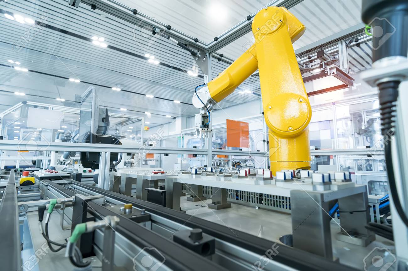 Robotic Arm production lines modern industrial technology. Automated production cell. - 107611837 Robotic Arm production lines modern industrial technology. Automated production cell. - 107611837
