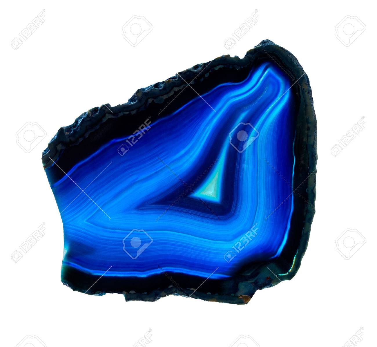A slice of blue agate crystal on white background - 24265004 A slice of blue agate crystal on white background - 24265004