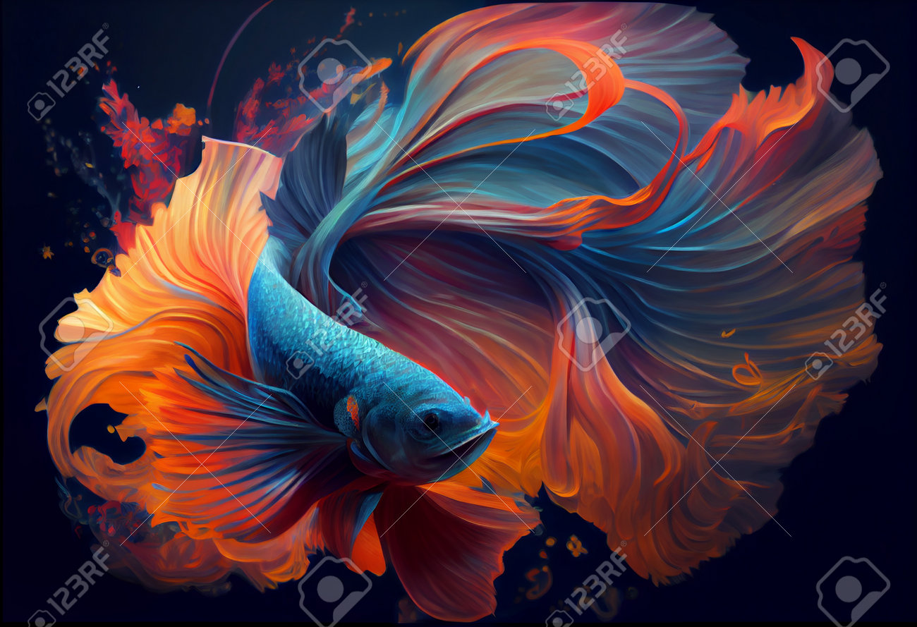 Beauty Fantasy Fighting Fish Art Stock Photo, Picture and Royalty Free  Image. Image 201294754.