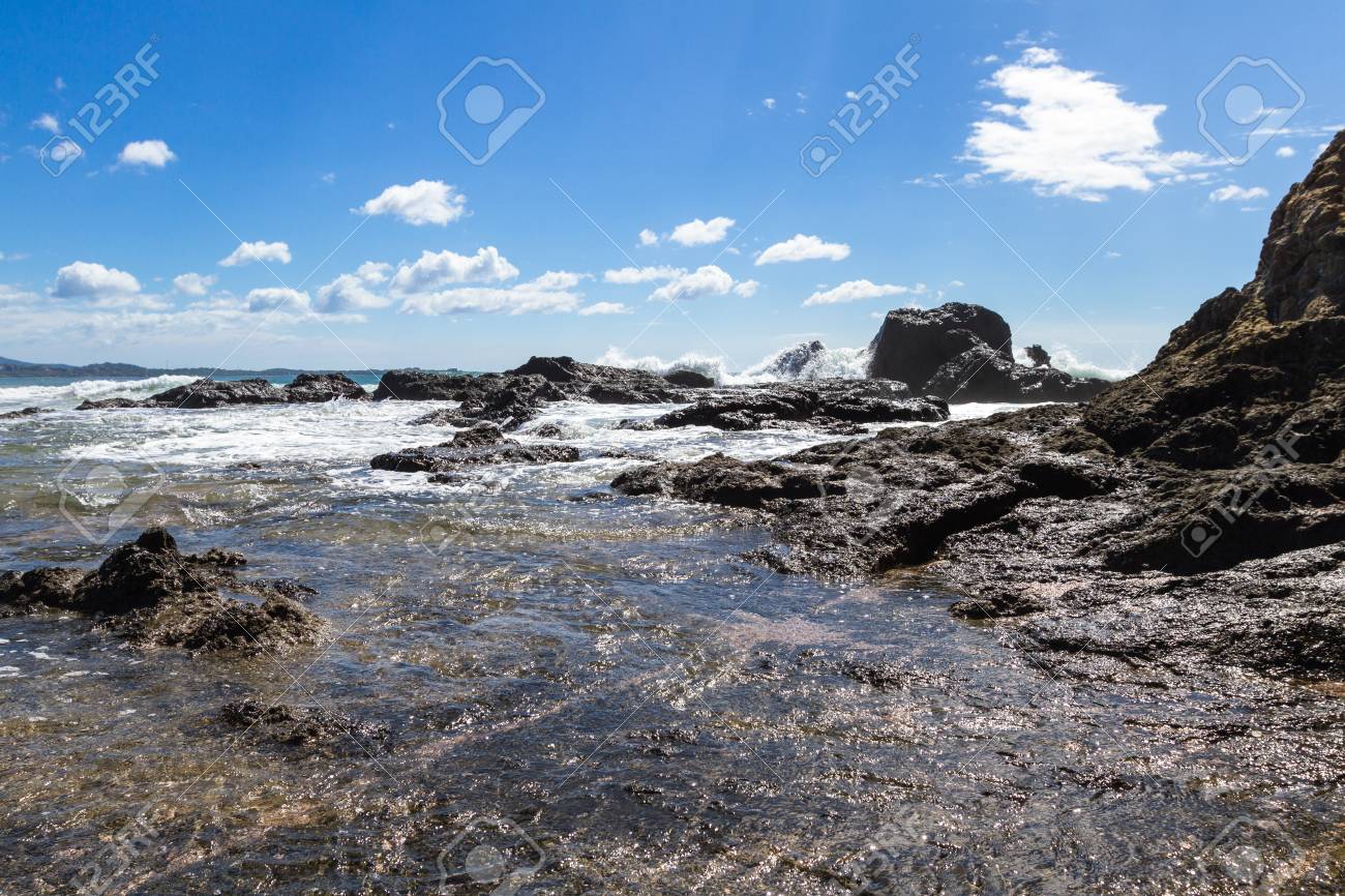 Relaxing Beach Scene In Playa Grande Costa Rica With Waves