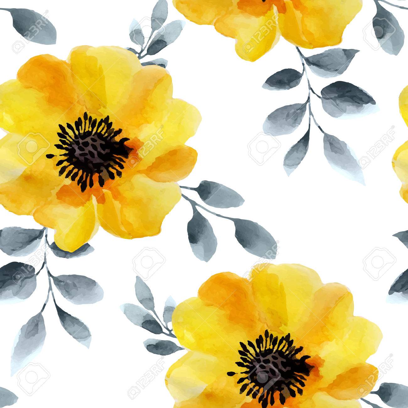Watercolor Flowers Seamless Pattern Bright Colors Watercolor Royalty Free Cliparts Vectors And Stock Illustration Image