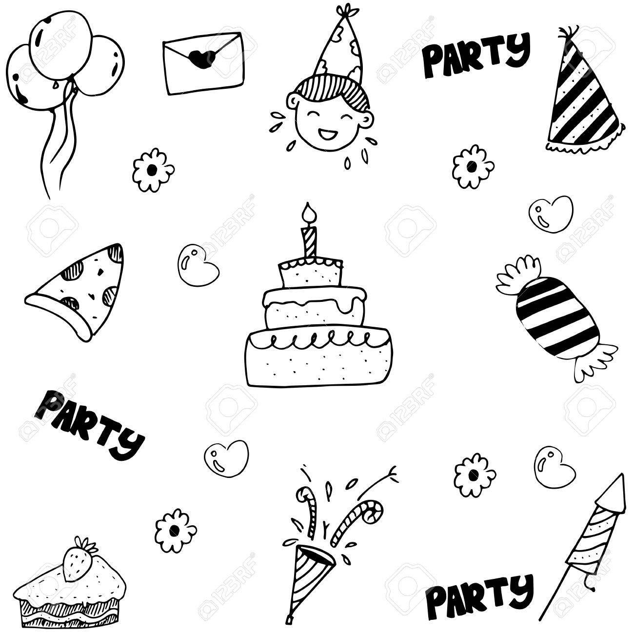 子供の誕生日パーティーのベクトル図の落書き のイラスト素材 ベクタ Image 子供の誕生日パーティーのベクトル図の落書き のイラスト素材 ベクタ Image