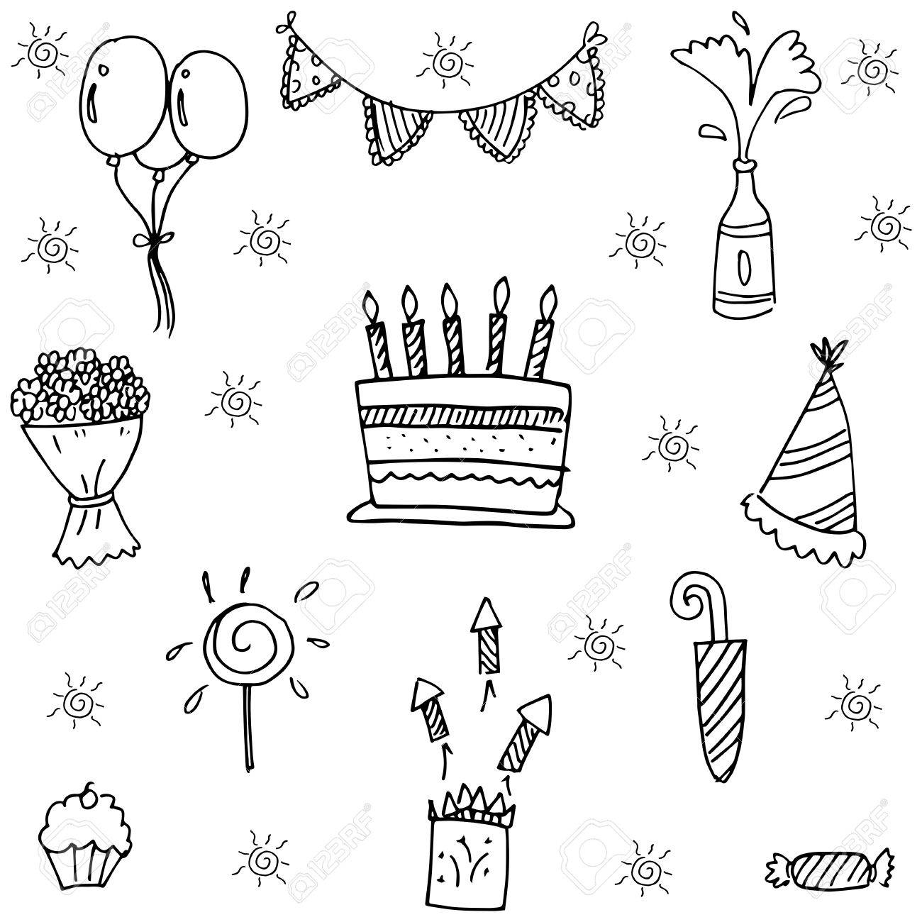 子供の誕生日落書きベクトル アート イラストのためのパーティー のイラスト素材 ベクタ Image 子供の誕生日落書きベクトル アート イラストのためのパーティー のイラスト素材 ベクタ Image