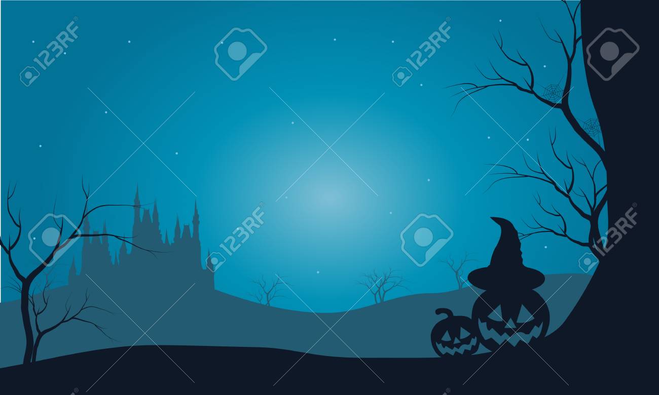 halloween pumpkins and castle