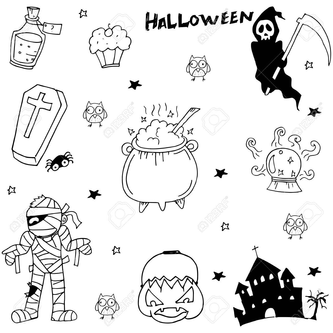 Scary Character Halloween In Doodle With Hand Draw Royalty Free Cliparts Vectors And Stock Illustration Image 59163946