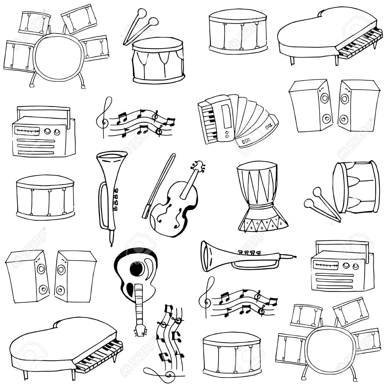 Doodle Music Element With Hand Draw Illustration Royalty Free Cliparts Vectors And Stock Illustration Image