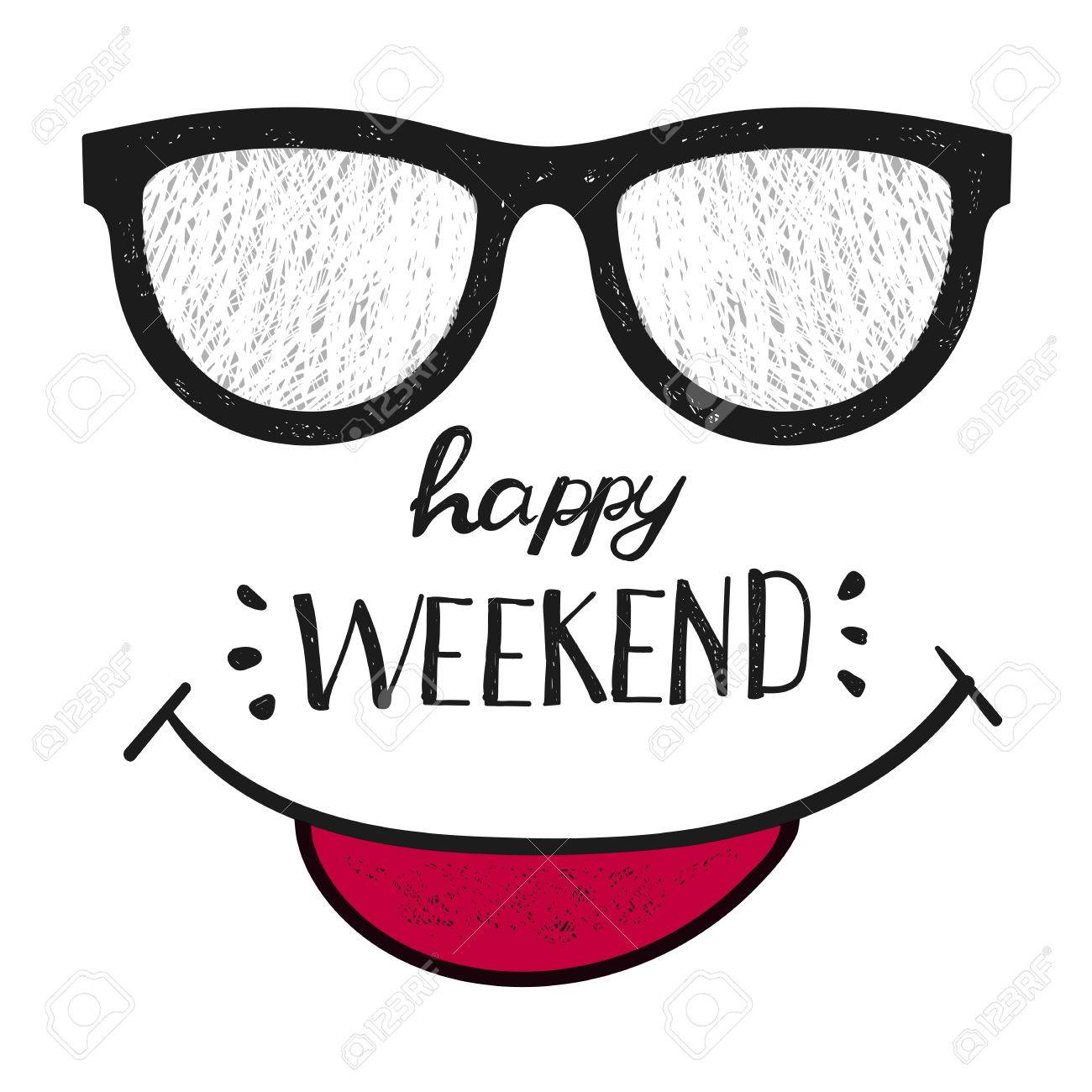 Happy Weekend Positive Quote Handwritten With Brush Calligraphy Typography Design For Cards T Shirt Posters And Social Media Content Royalty Free Cliparts Vectors And Stock Illustration Image