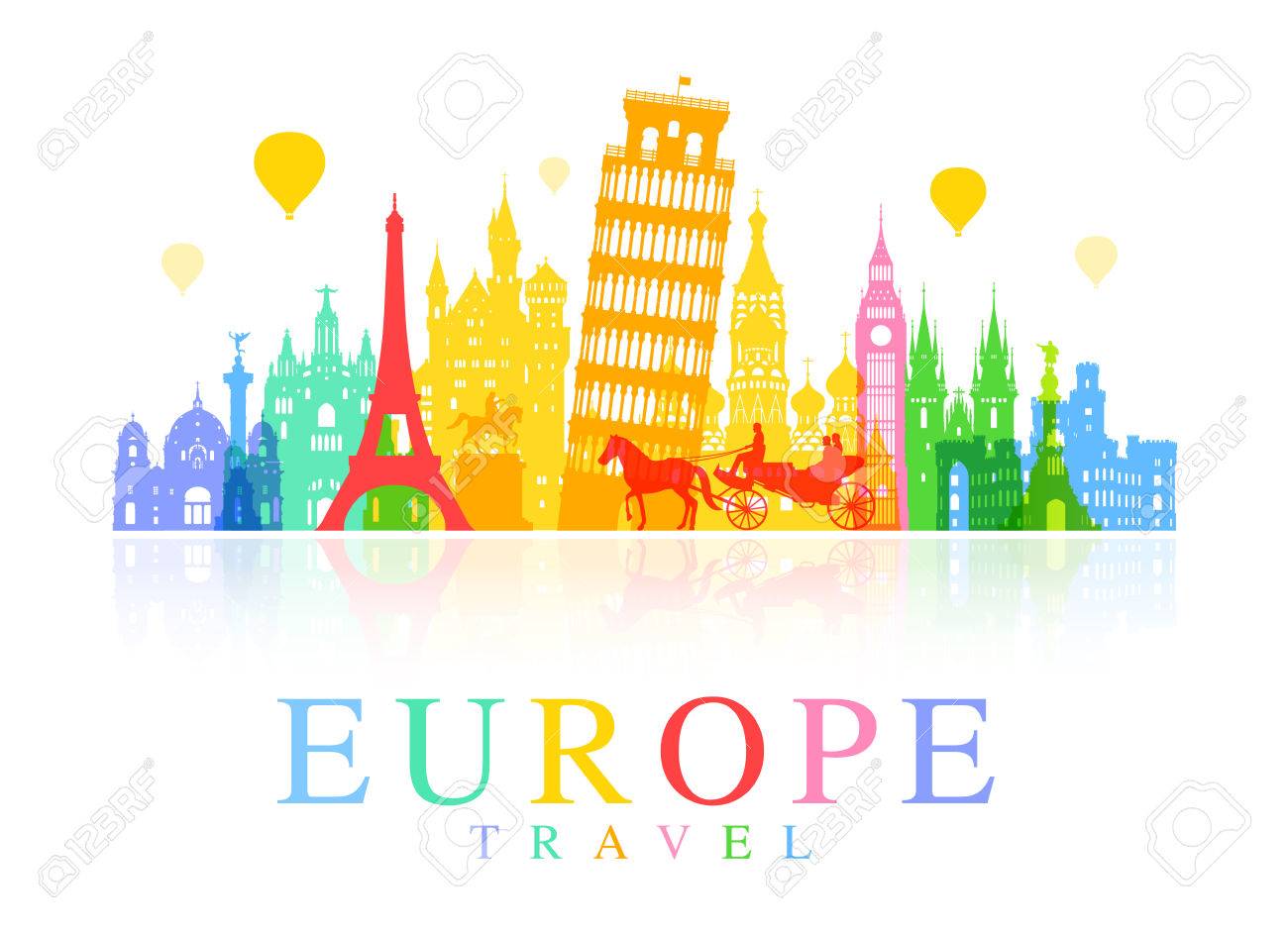 europe travel landmarks vector and illustration europe travel