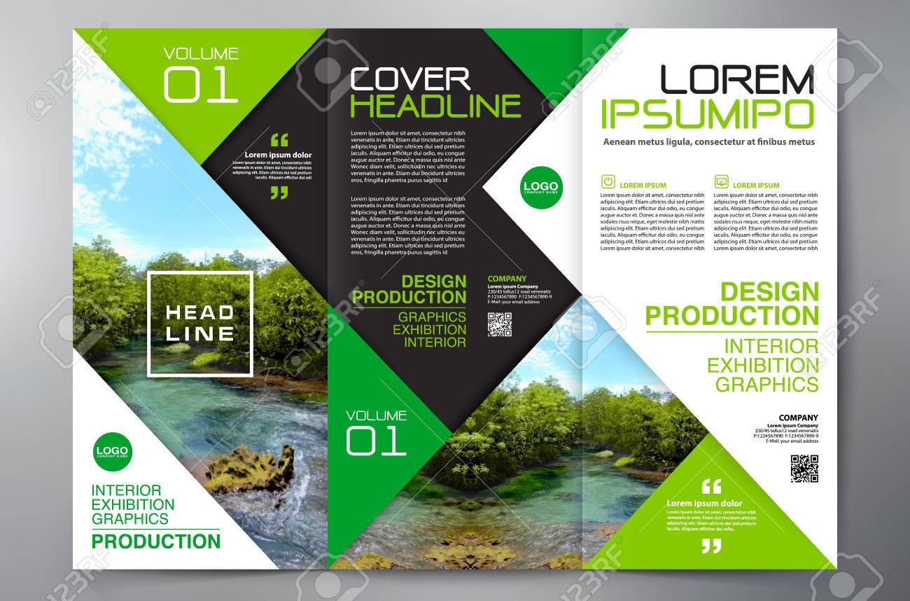 business brochure flyer design leaflets 3 fold template cover