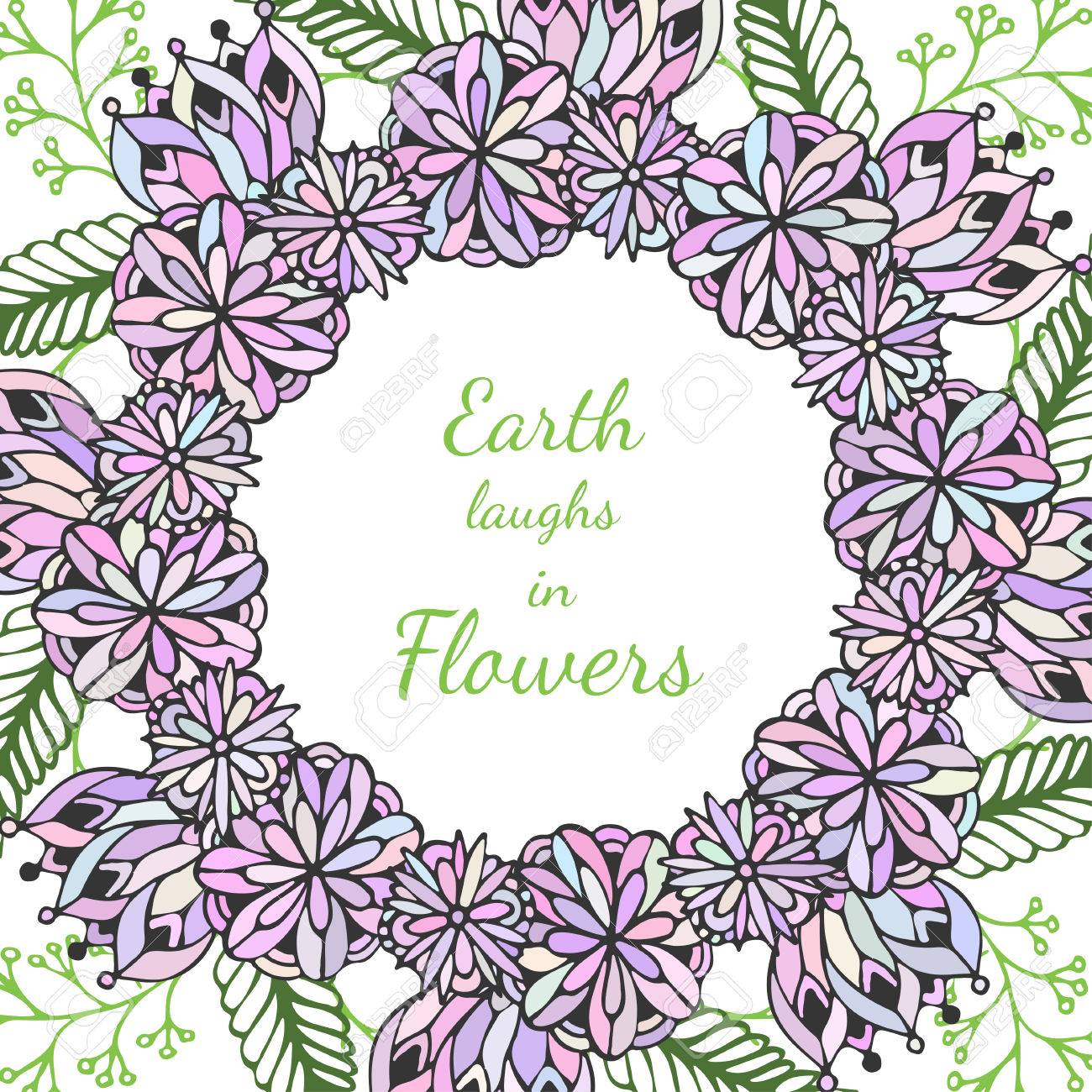 Zentangle Frame. Doodle Flowers Pattern In Vector. Creative Floral  Background For Packaging Or Coloring Book Design Royalty Free SVG,  Cliparts, Vectors, and Stock Illustration. Image 49601348., image size:1300x1300