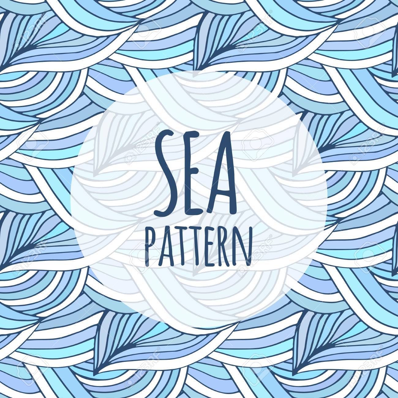 青い波のベクトル背景の繰り返し 落書き海パターン 繊維やパッケージ デザイン のイラスト素材 ベクタ Image