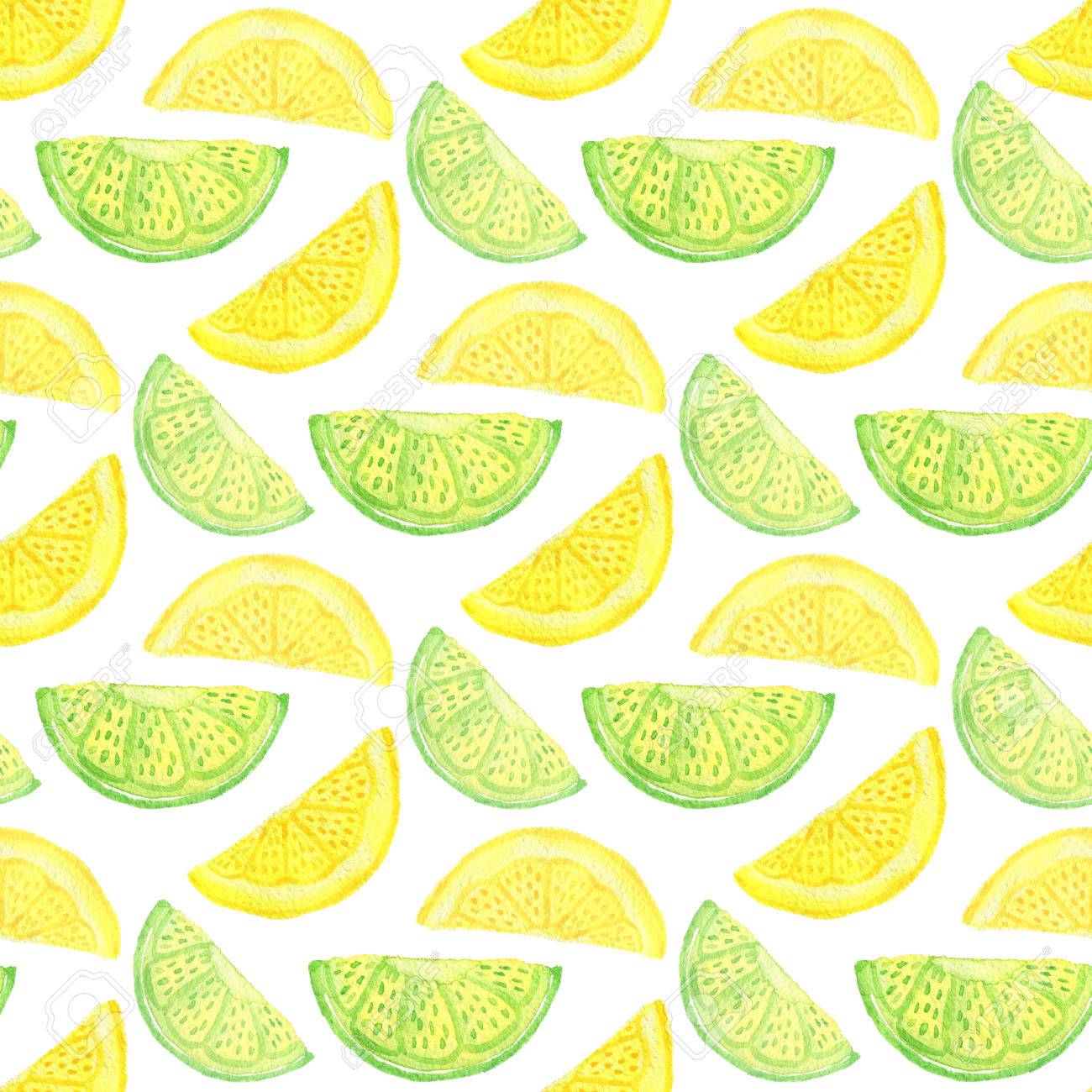 水彩のシームレスなパターン 背景白で隔離レモン スライスに 柑橘系の壁紙やテキスタイル デザイン の写真素材 画像素材 Image