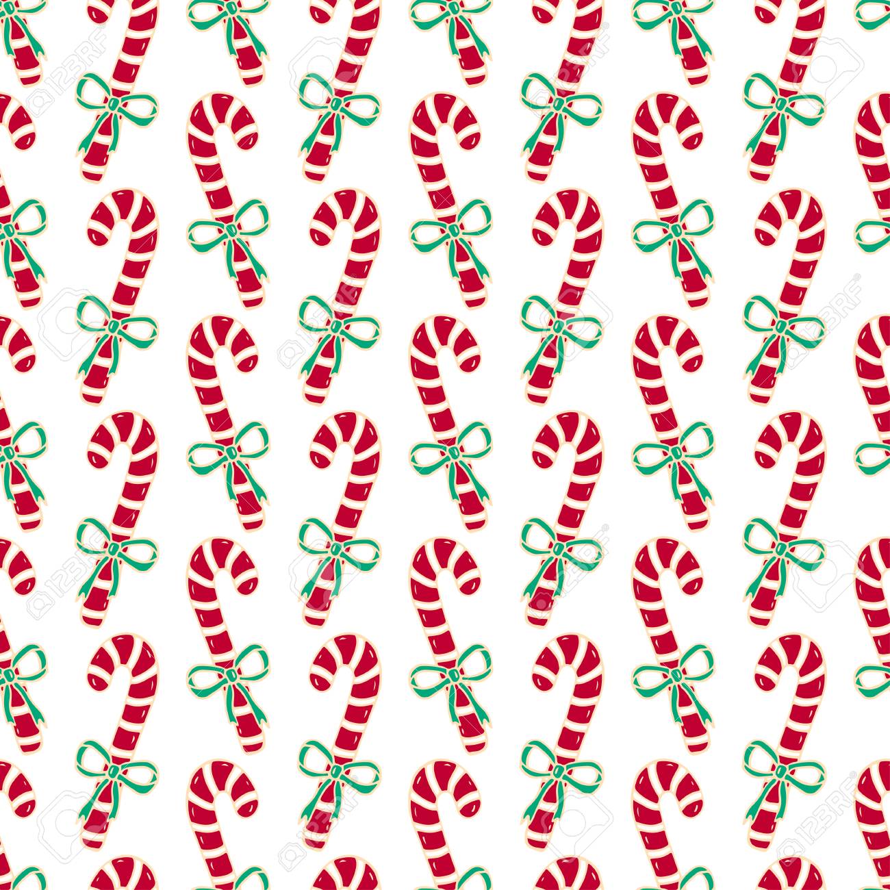 キャンディーの杖のクリスマスのシームレスなパターン 明るい新年の包装紙のイラスト素材 ベクタ Image 2637