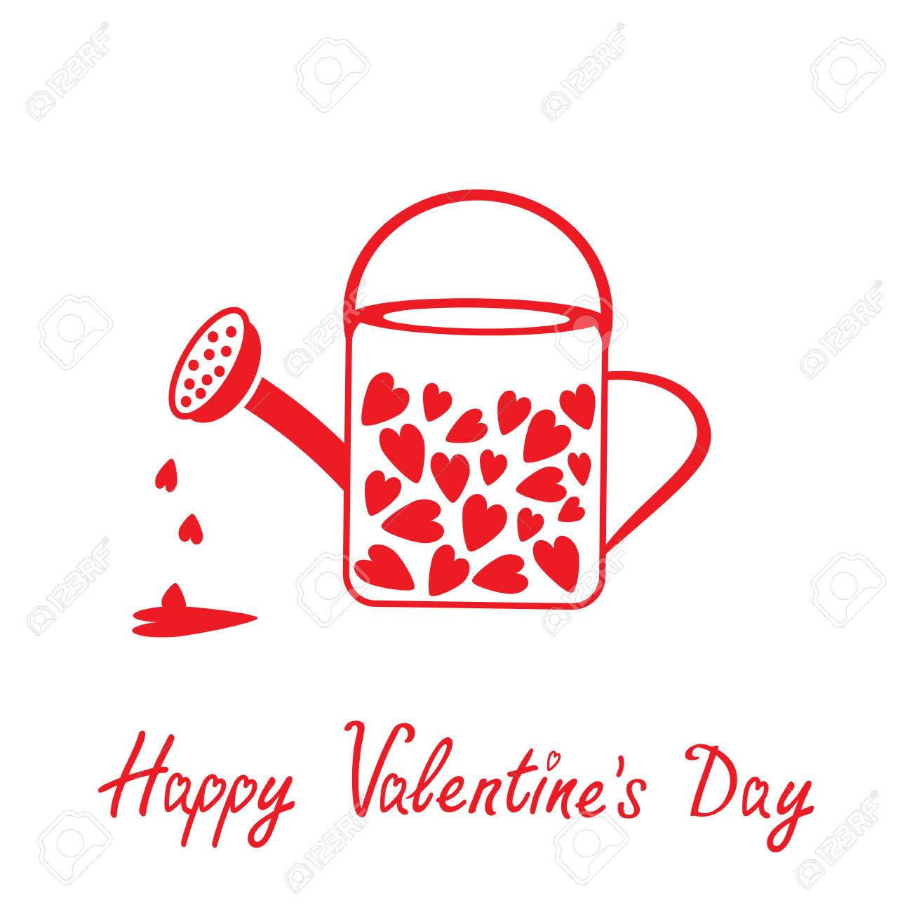love watering can with hearts inside happy valentines day card