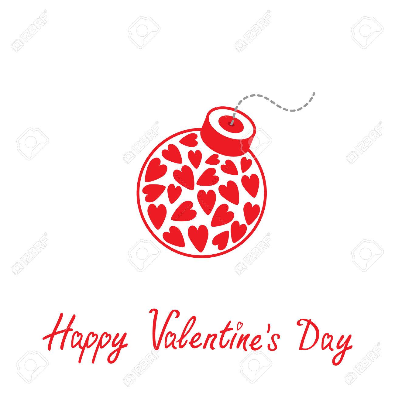 bomb with hearts inside happy valentines day card vector