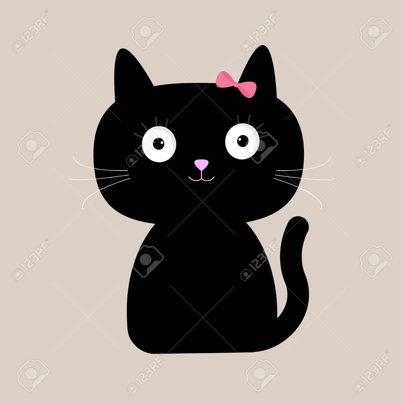 かわいい漫画の黒い猫の大きな目 ベクトル イラスト のイラスト素材 ベクタ Image