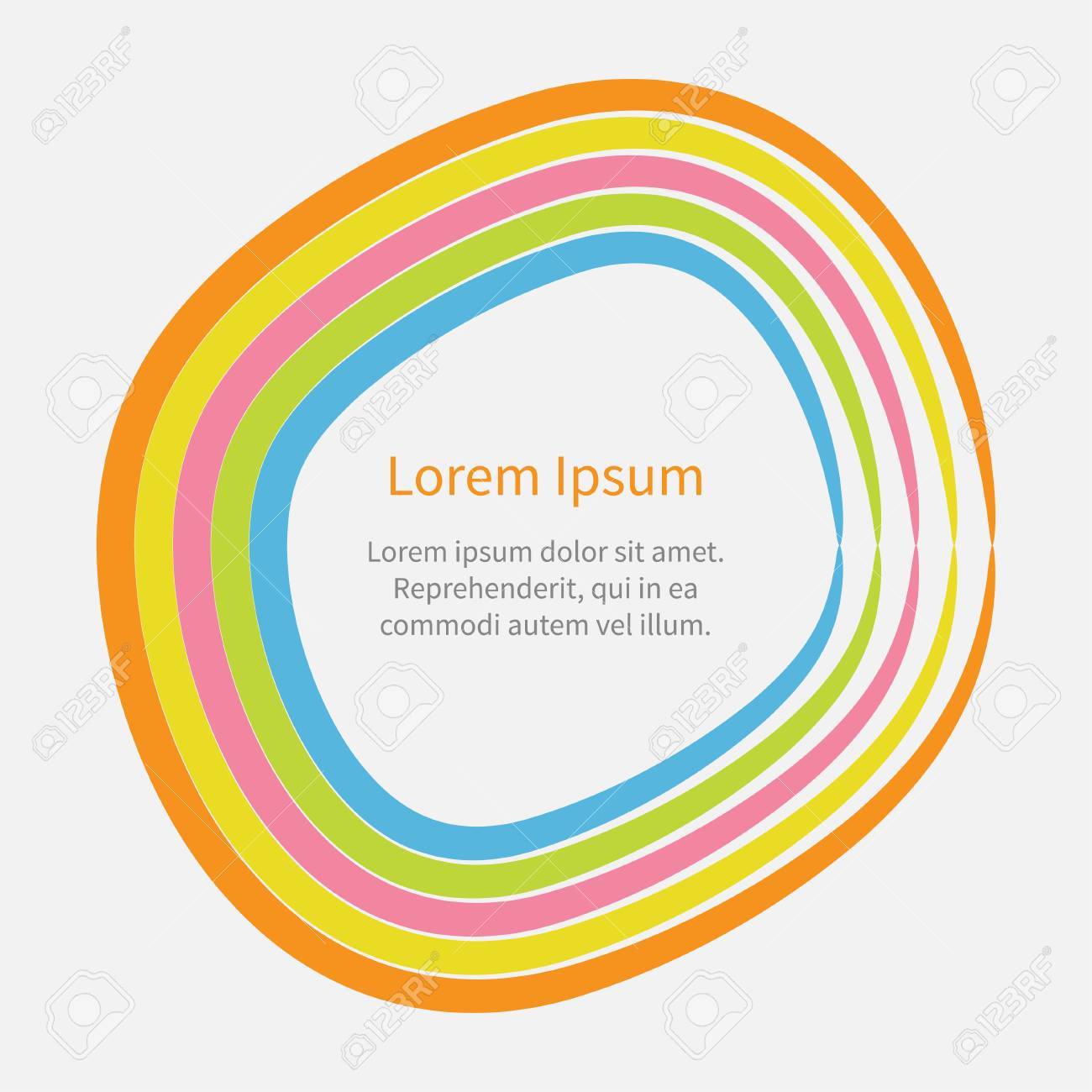 rainbow abstract round curve frame template with text flat design